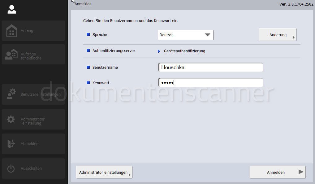 Canon ScanFront 400 Sichere Anmeldung