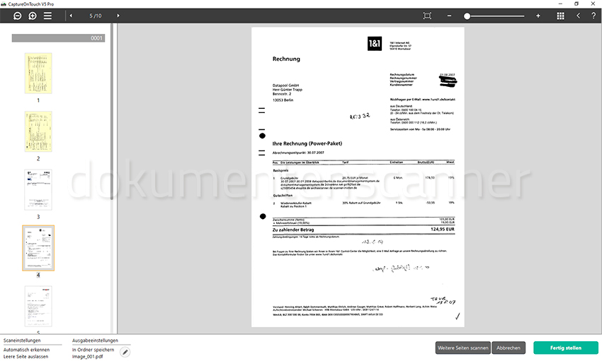 Canon Capture On Touch - Scaneinstellungen