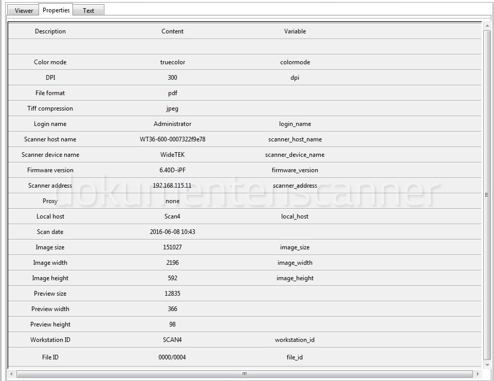 Batch Scan Wizard Bildeigenschaften