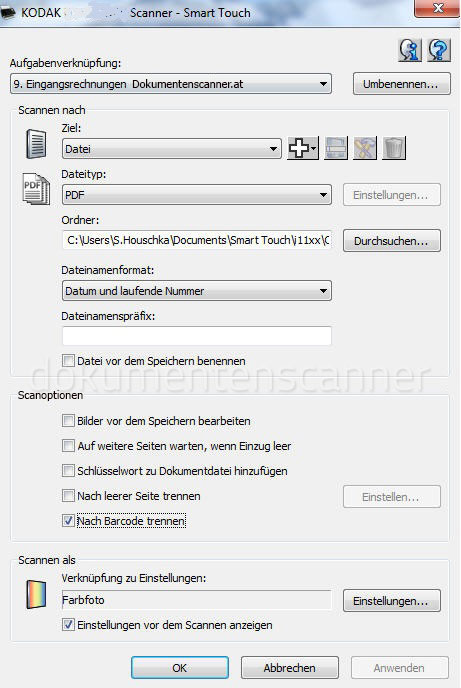 Smart Touch Aufgabenverknüpfung
