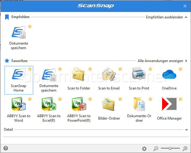 Ricoh ScanSnap iX1400 Quick Menü