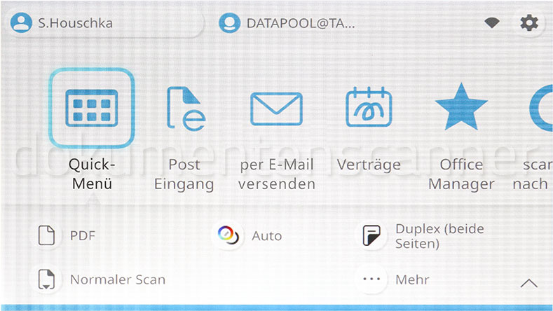Ricoh ScanSnap iX2500 Quick Menü