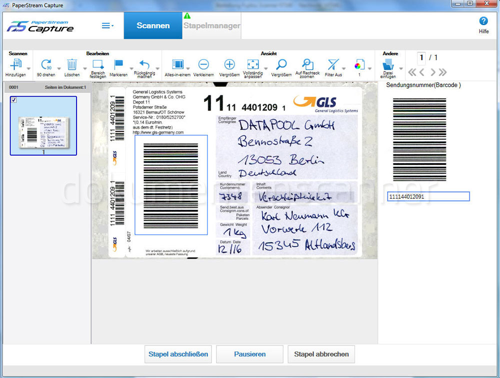 Ricoh Paperstream Barcodetrennung